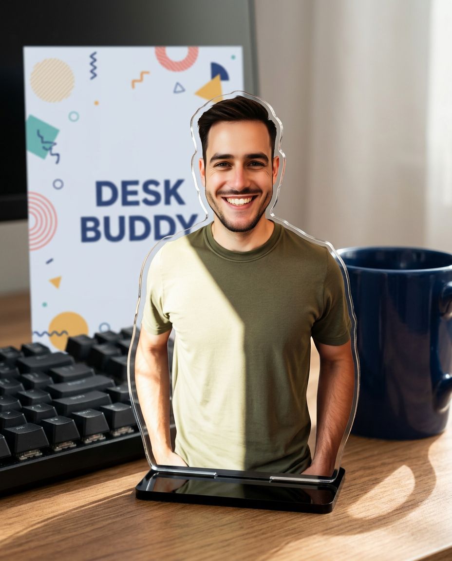 An acrylic desk standee generated from a real photo